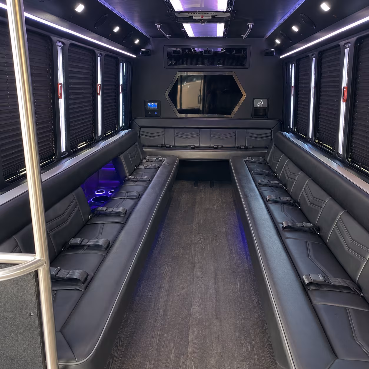palo alto 18 passenger party bus interior