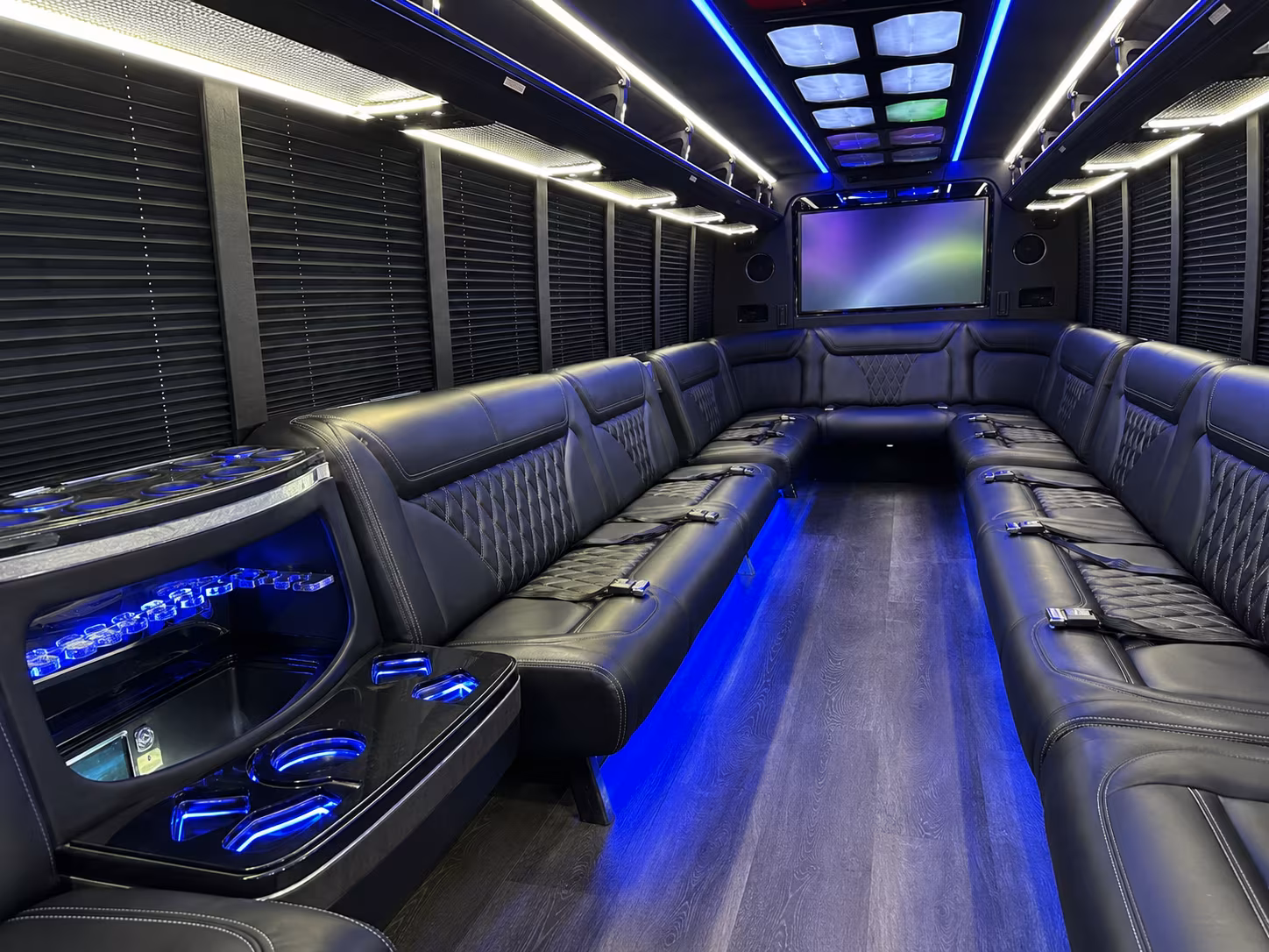 palo alto 20 passenger party bus inside