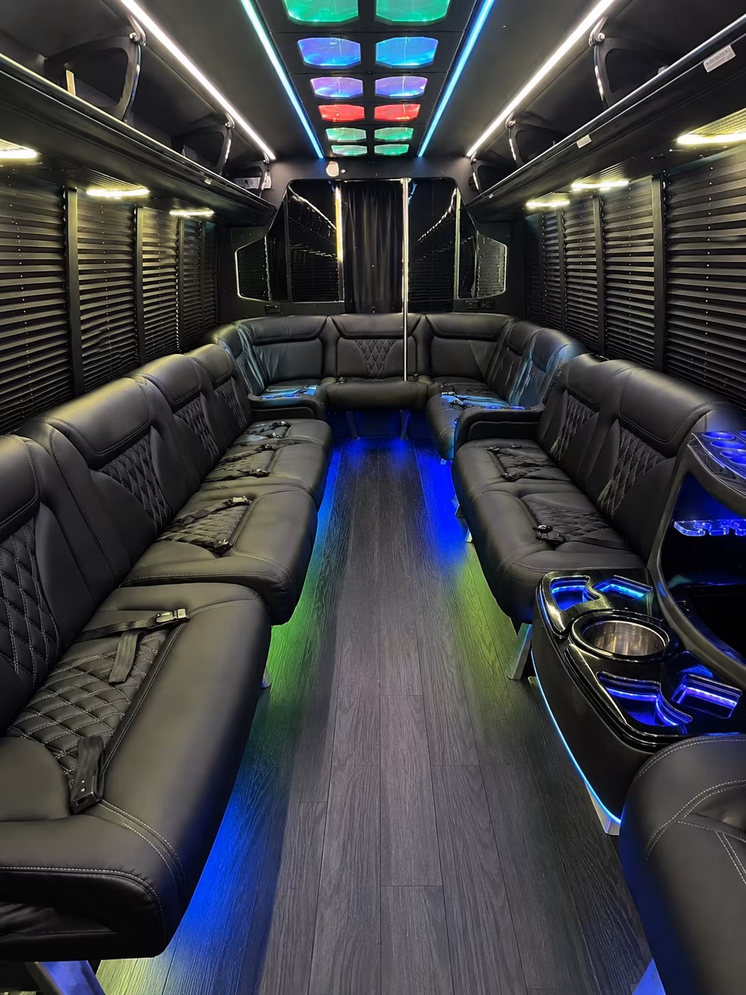 palo alto 20 passenger party bus interior