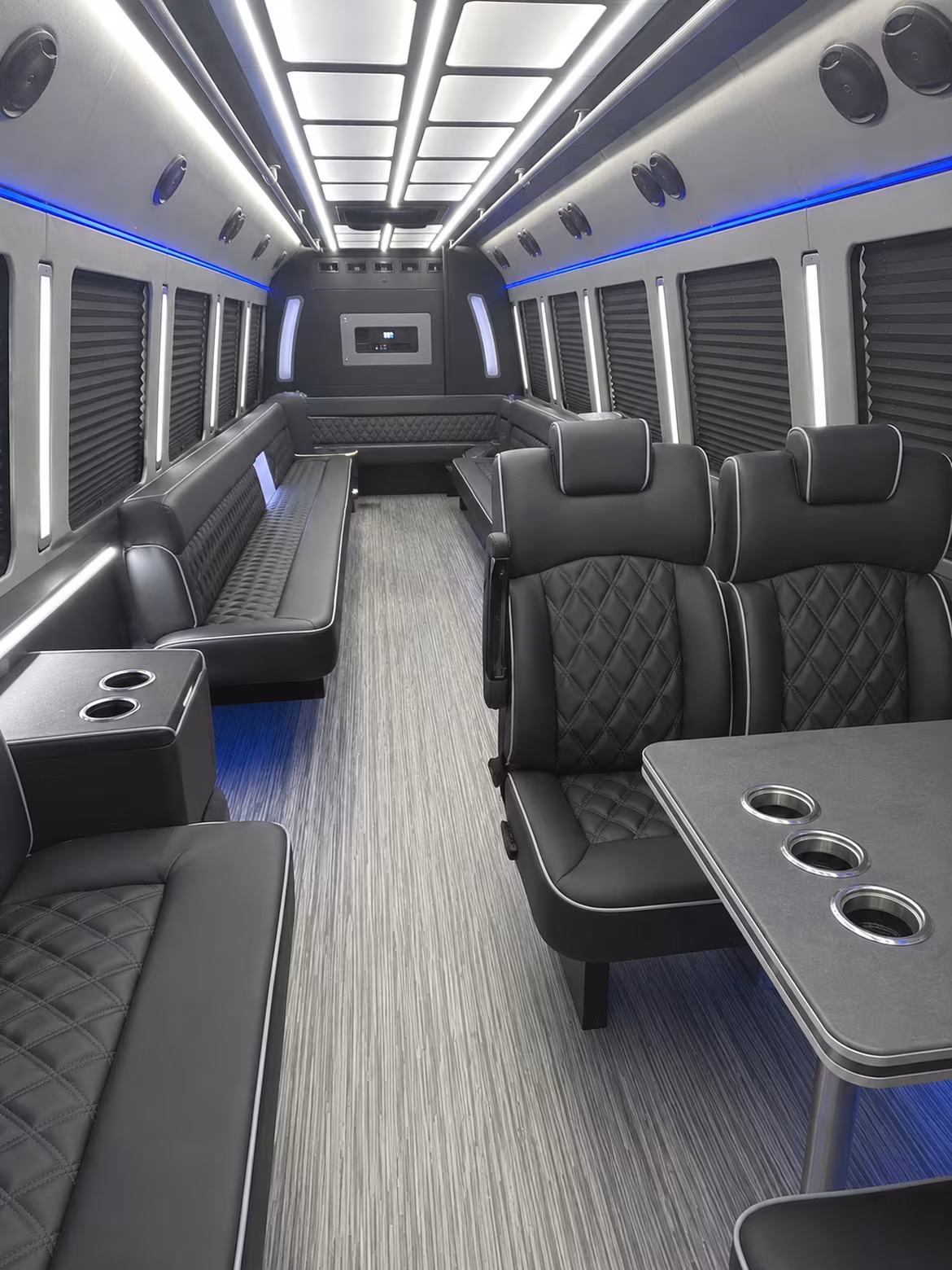 palo alto 25 passenger party bus inside