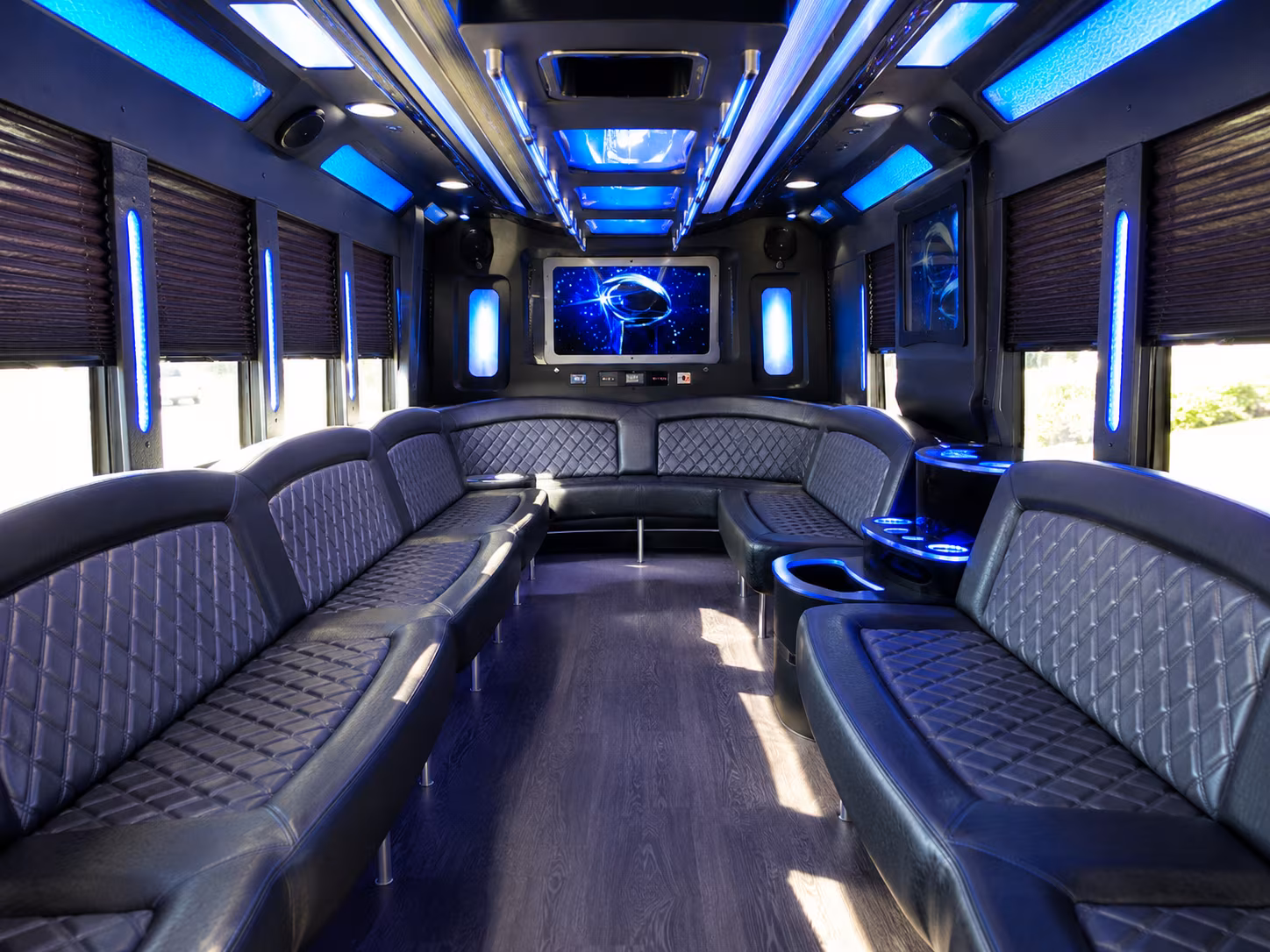 palo alto 28 passenger party bus inside