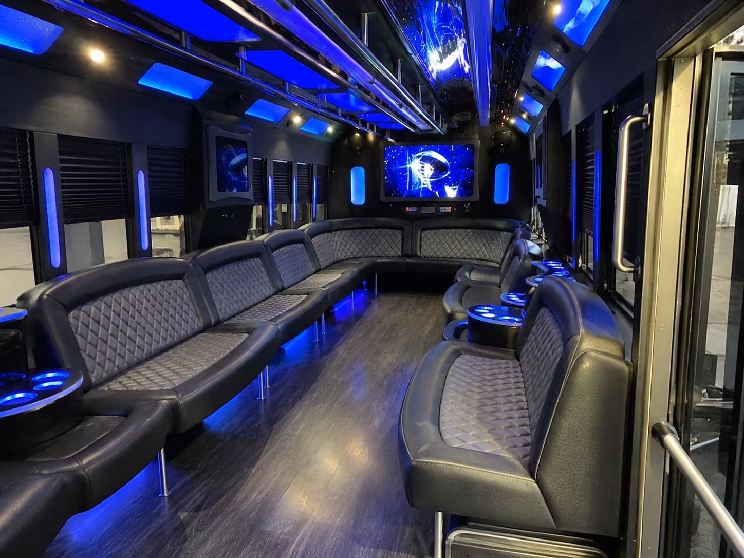 palo alto 28 passenger party bus interior