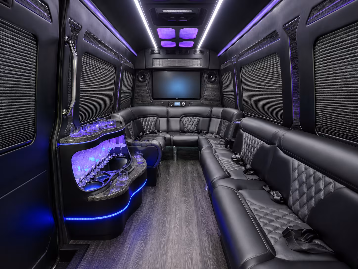 palo alto 40 passenger party bus interior